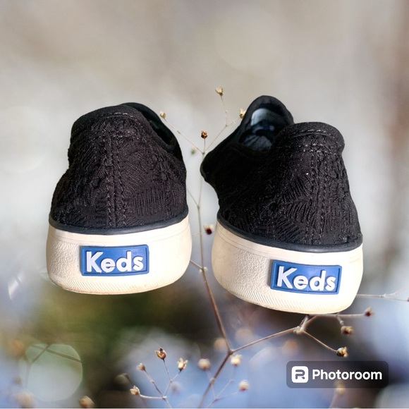 Keds Black Lace Slip On Sneakers Sz 8 - Picture 5 of 5